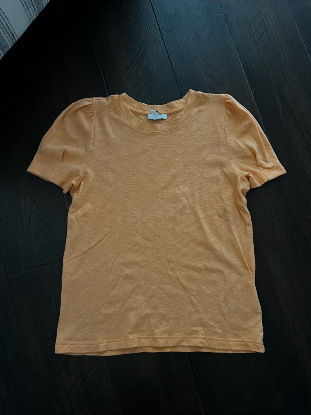 Cotton modal stretch slub puff sleeve top in cantaloupe